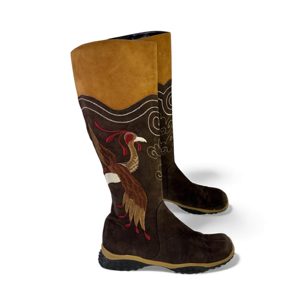Gomez Rivas Suede Embroidered Bird Boots size 38 made in Spain